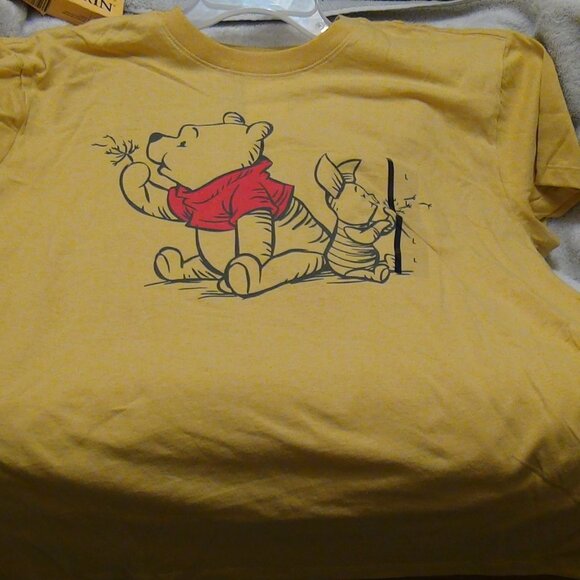 Disney Winnie the Pooh and Piglet T-shirt Yellow Women's Large - Picture 5 of 16